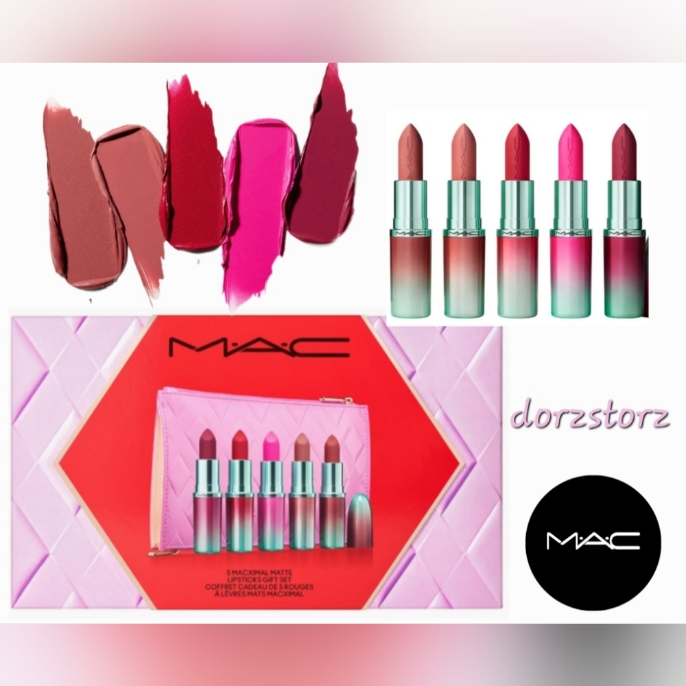 MAC 5 MACXIMAL MATTE FULL SIZE LIPSTICKS *Gift Set* / .12 oz each / New in box